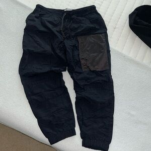Black Nylon Cargo Joggers
